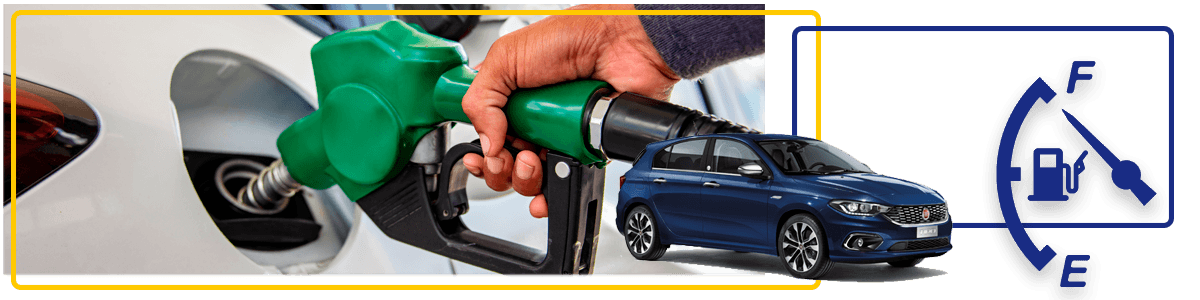 Autovermietung mit zwei Treibstoffpolitik-Optionen: voll voll oder voll leer.