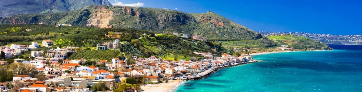 Kalyves con il mare turchese. Isola di Creta