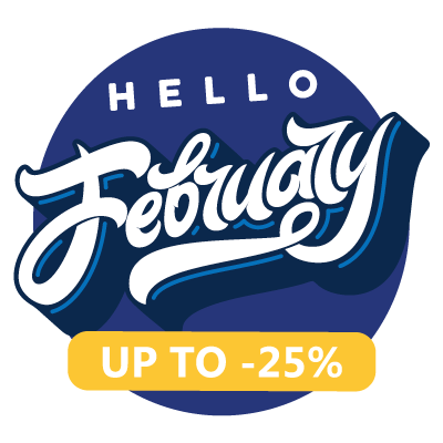 Up to 25% off to say hi 👋 to February