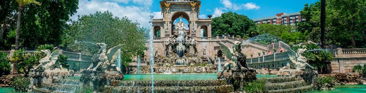 Monumentalt vattenfall i Ciutadella Park, Barcelona