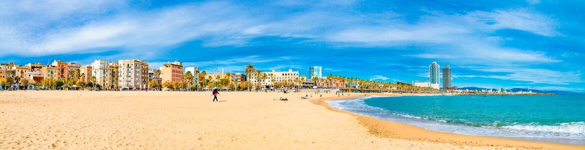 Barceloneta-stranden i Barcelona