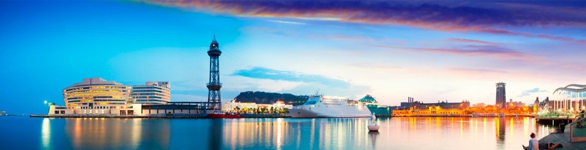 Panoramic of Port Vell at Sunset - Barcelona