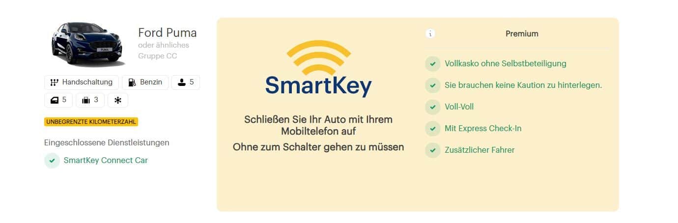 meinen Mietwagen mit SmartKey