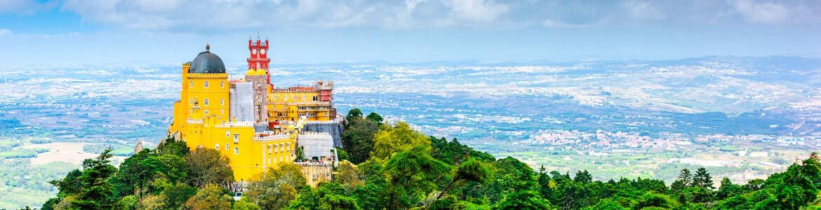 Panoramic view of Da Pena Palace in Sintra