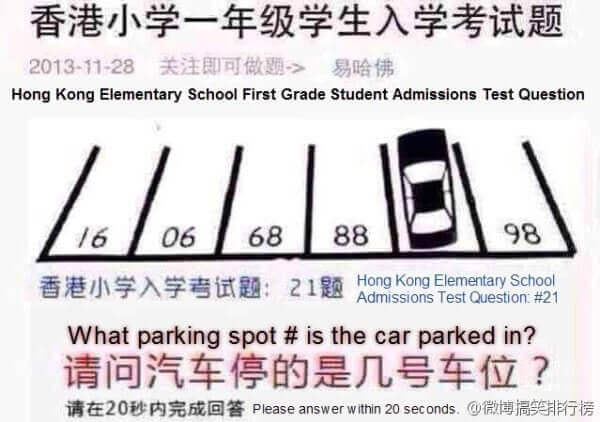 In what number parking space is the car parked in?